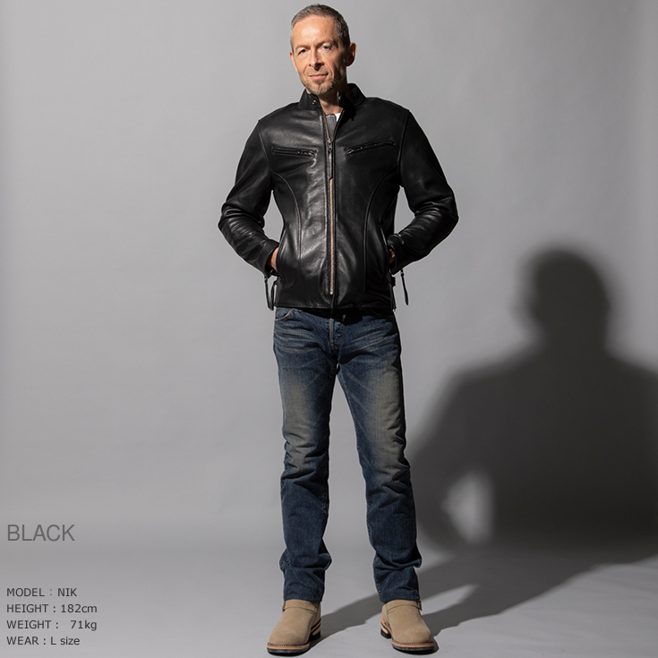 Liugoo Leathers 本革 プロテクター付シングルライダースジャケット