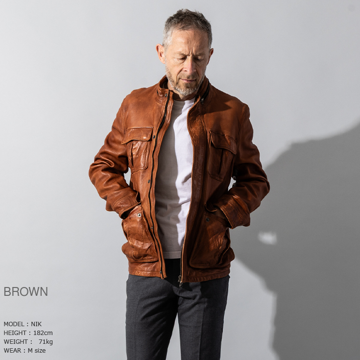 Liugoo Leathers 本革 フルベジ ビンテージ仕上げ M-65タイプ