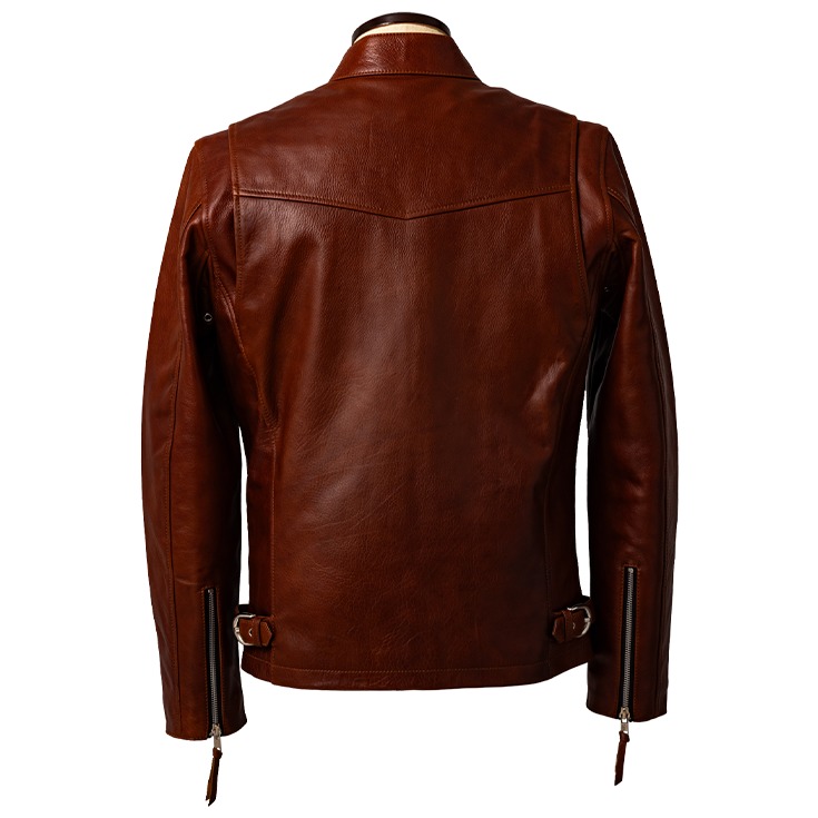 Liugoo Leathers 本革 立襟シングルライダースジャケット メンズ