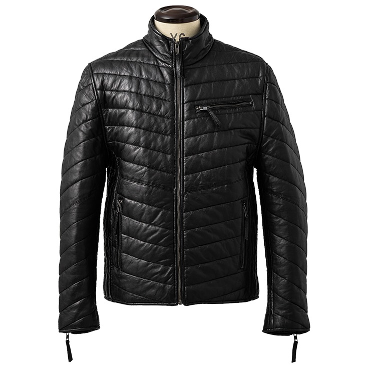 Liugoo Leathers 本革 レザー×機能性中綿 ダウンライダースジャケット