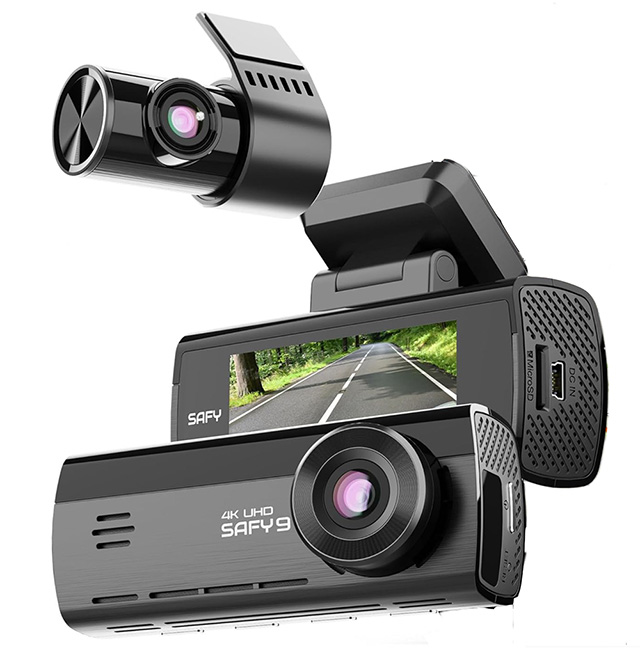 Lisway：4K + FHD 2カメラ SAFY9ドライブレコーダー64GB SD付き