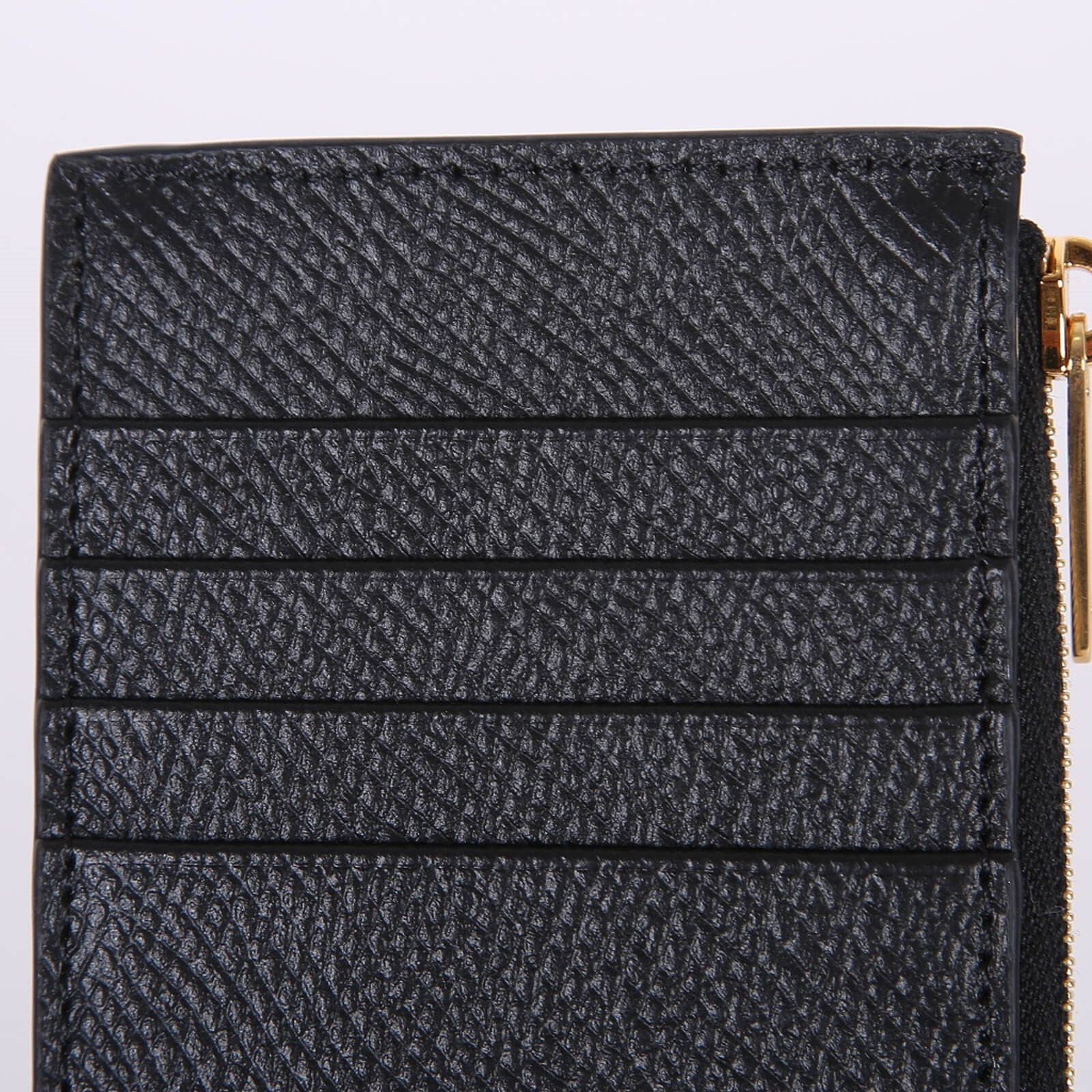 Celine - Grained Leather Zipped Compact Card Holder Black | www