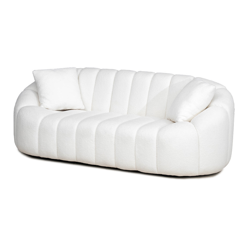 lushroom ソファ 3人掛け ブークレ ファブリック もこもこ ホワイト 白