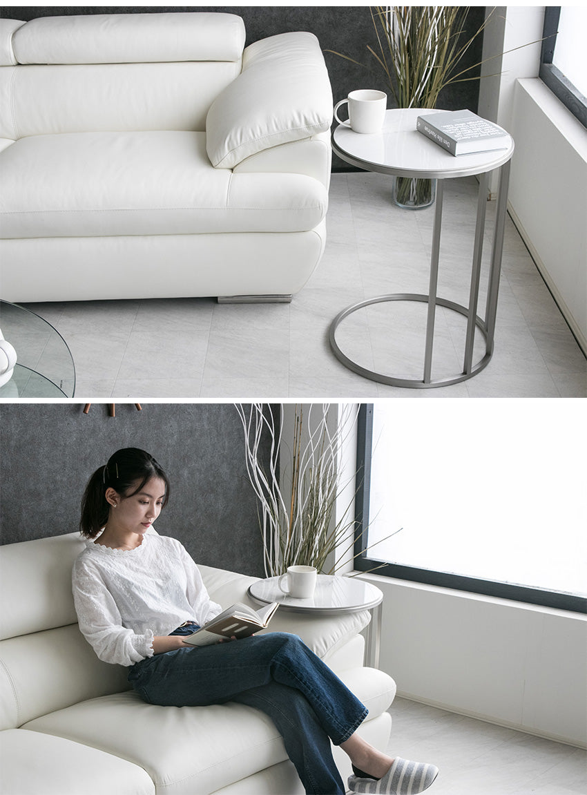 lushroom サイドテーブル セラミック 大理石柄 丸 テーブル ホワイト