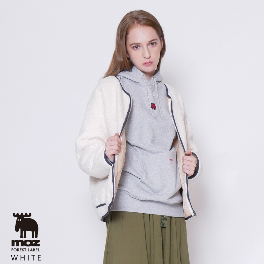 moz FOREST LABEL ノーカラーボアブルゾン