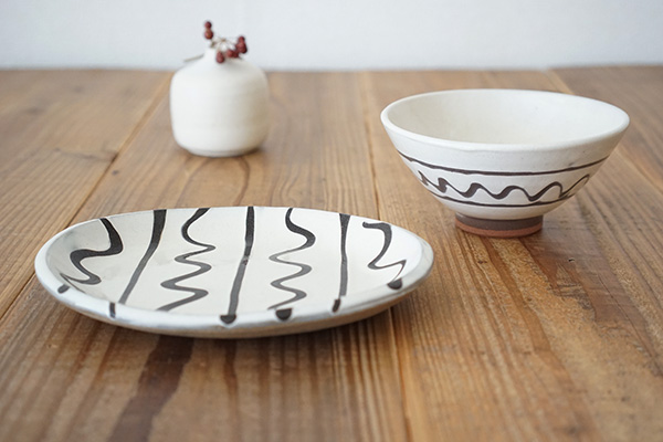 丹波焼 イッチン 楕円皿｜和食器の通販 monsen