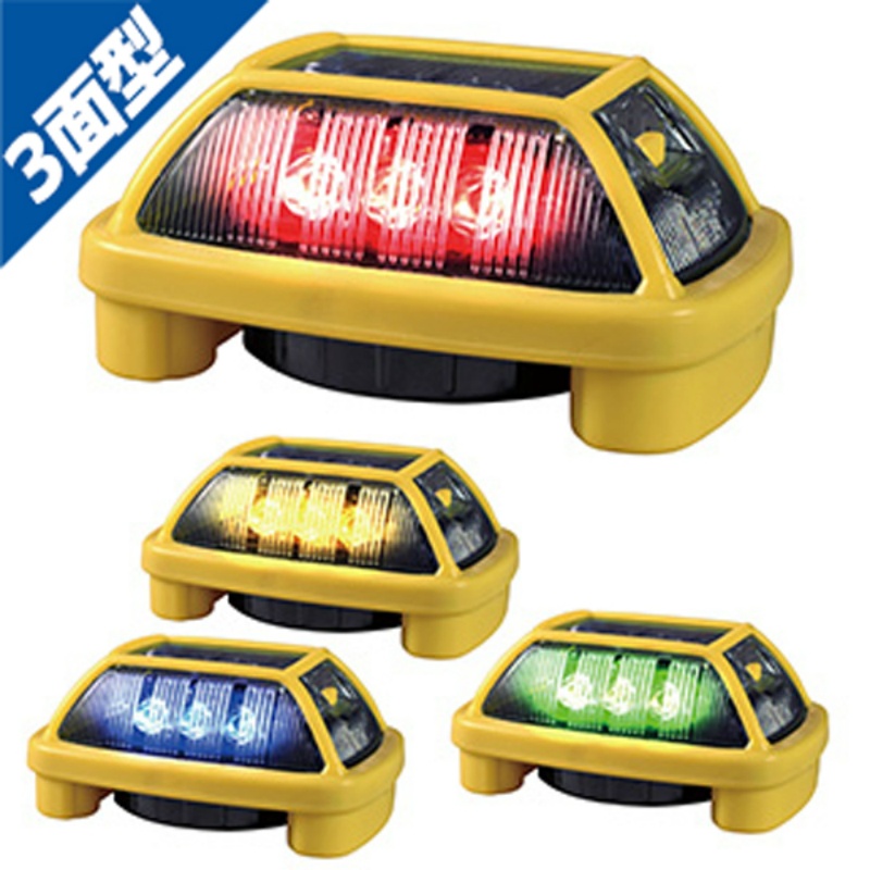 電池式LED警告灯 ニコハザード3面 赤色 乾電池タイプ VK16H-004H3