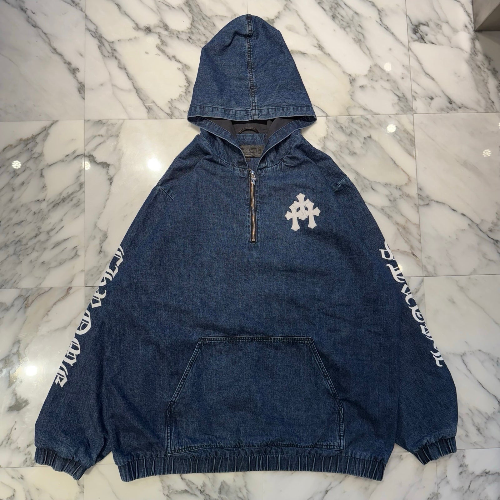 CHROME HEARTS 2024AW Leather Cemetery Triple Cross Denim Anorak