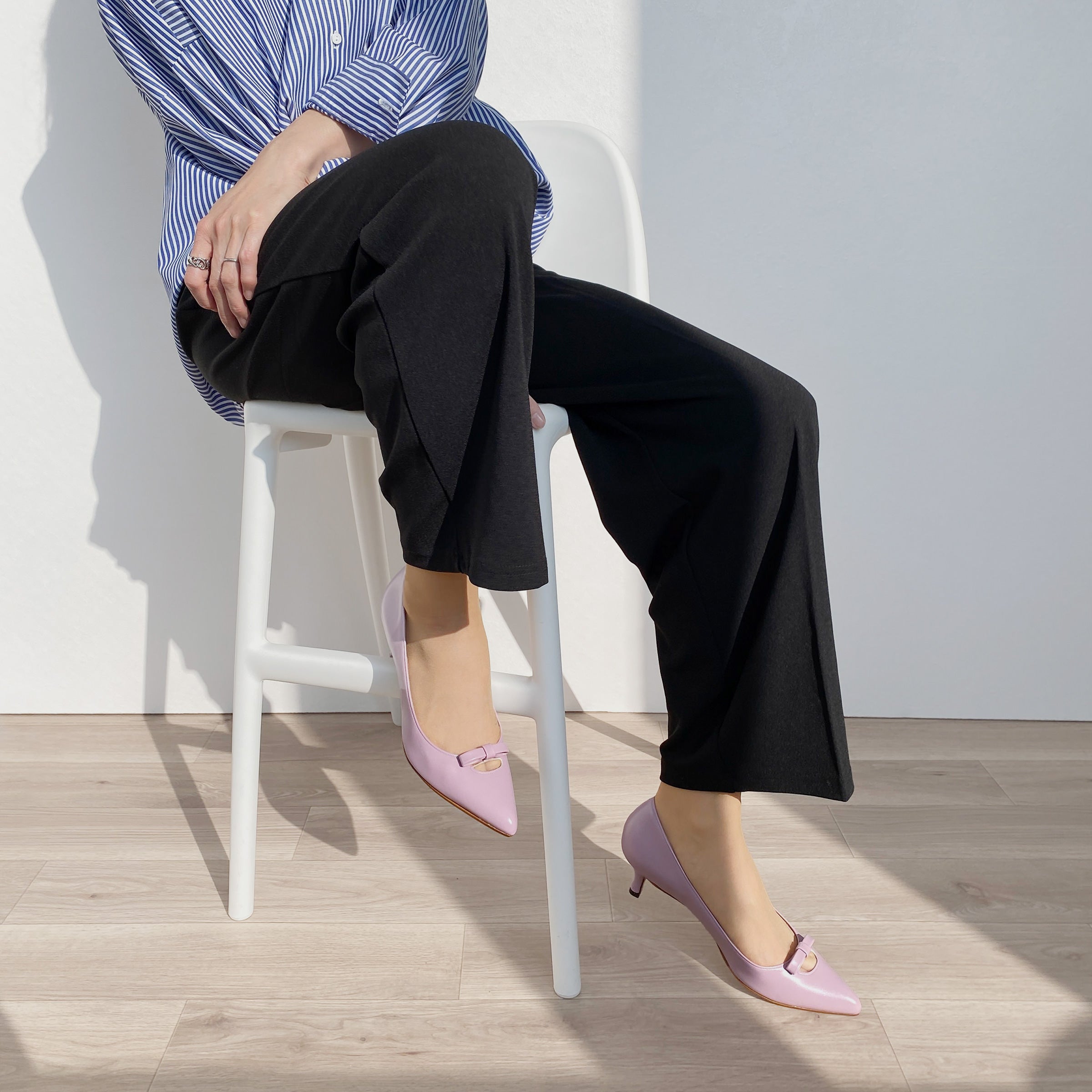 ラストワン30%OFF：フロントリボン パンプス（5726）ベリーパープル