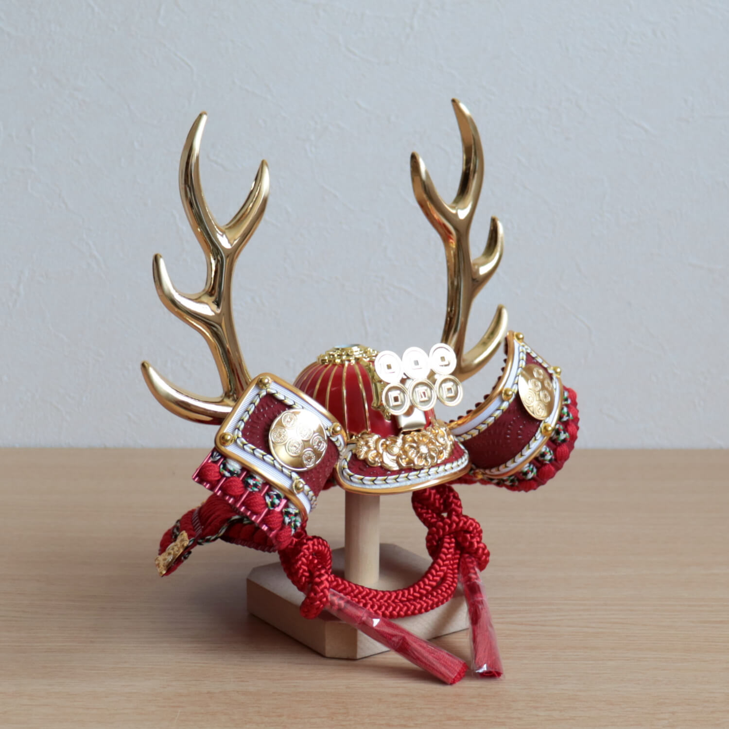 新作 京製 手描き桜 夜桜 屏風 真田幸村 六文銭 赤糸 兜 国産 黒木目塗