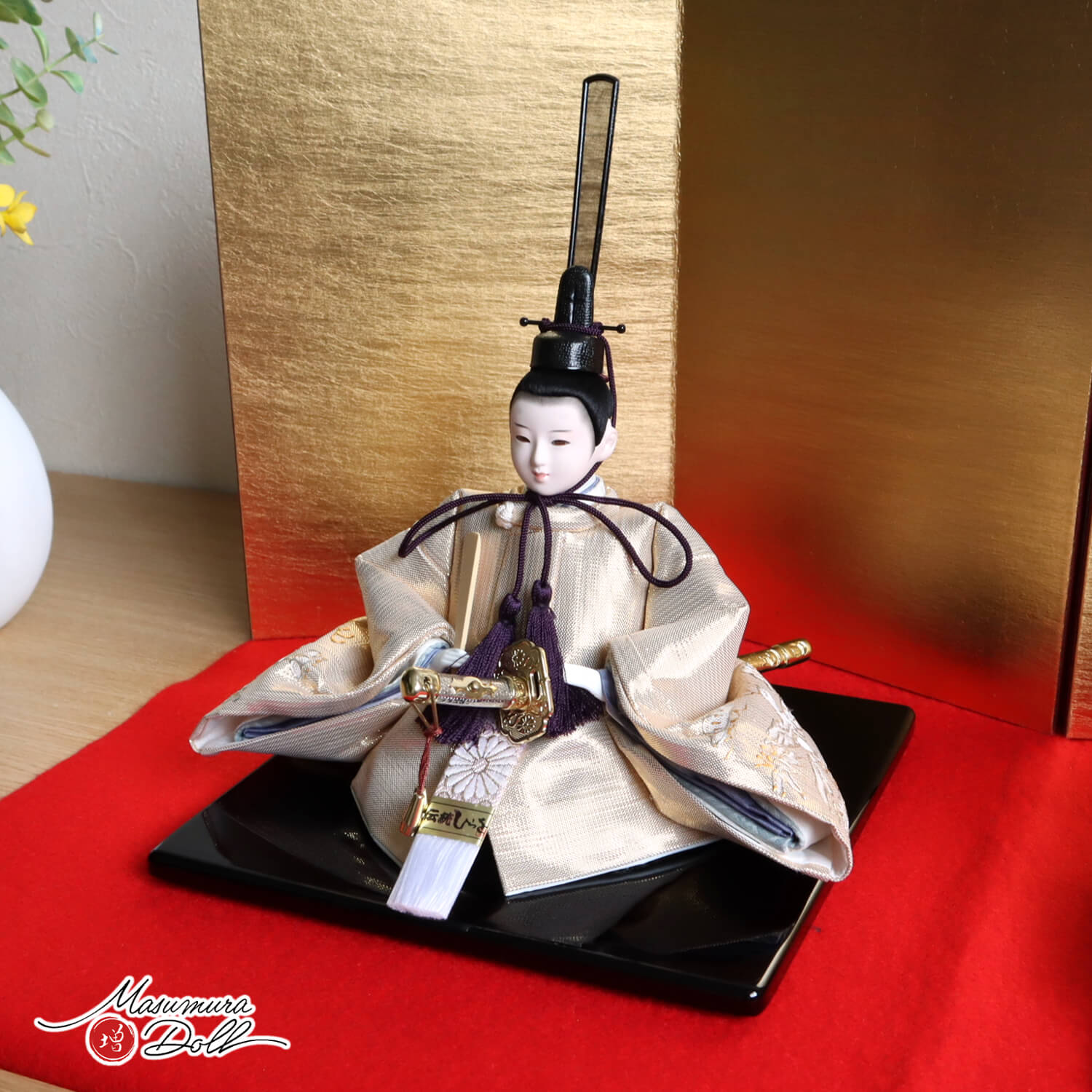 京都・二世 三宅玄祥作 11番 黄金地 手描き絵 「鳳凰 松竹梅 桜」無地