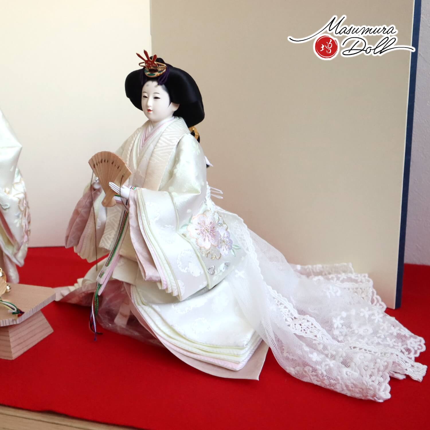 内閣総理大臣賞受賞作家 松宝作 三五親王 立雛 純白織物 雪輪に桜 本