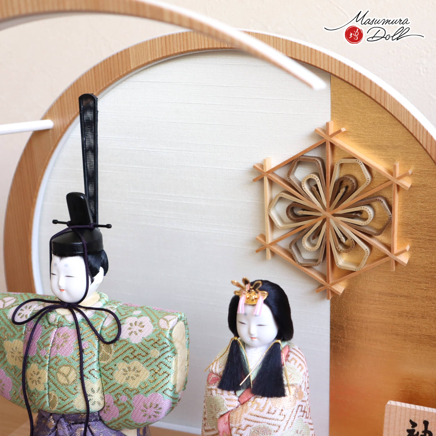 新作 木村一秀作 立雛 神雛 鞘型地に梅 共柄 パステル ピンク 月