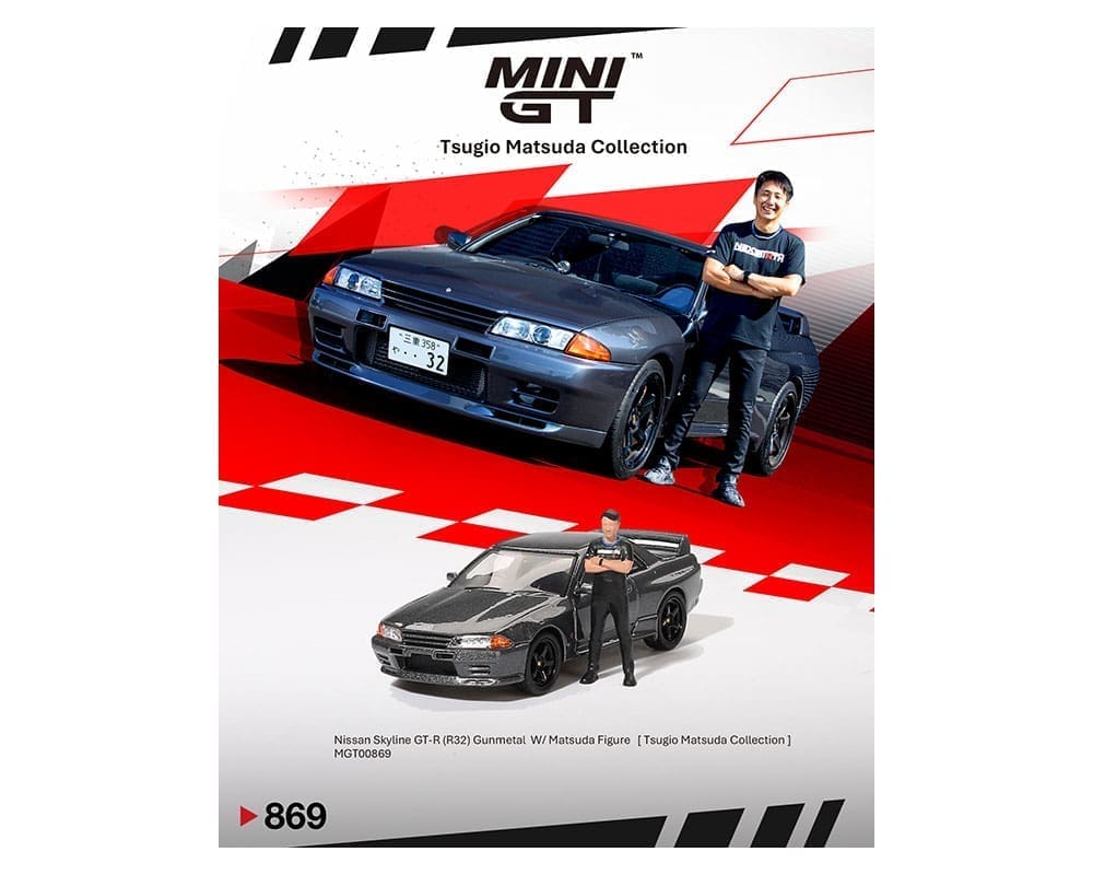 Mini GT 1:64 Nissan Skyline GT-R (R32) Nismo Gunmetal W/ Matsuda