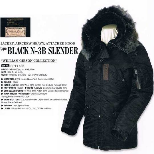 WILLIAM GIBSON(ウイリアムギブソン)by BUZZ RICKSONS・BLACK N-3B