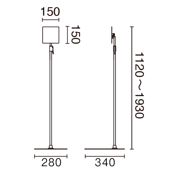 発泡貼り込み式フロアースタンドL 角度・高さ調整可 フロア用 ブラック
