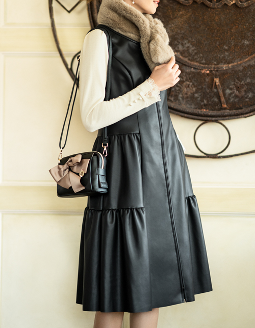 小花付きリボンモチーフジャガードドレス | msgracy