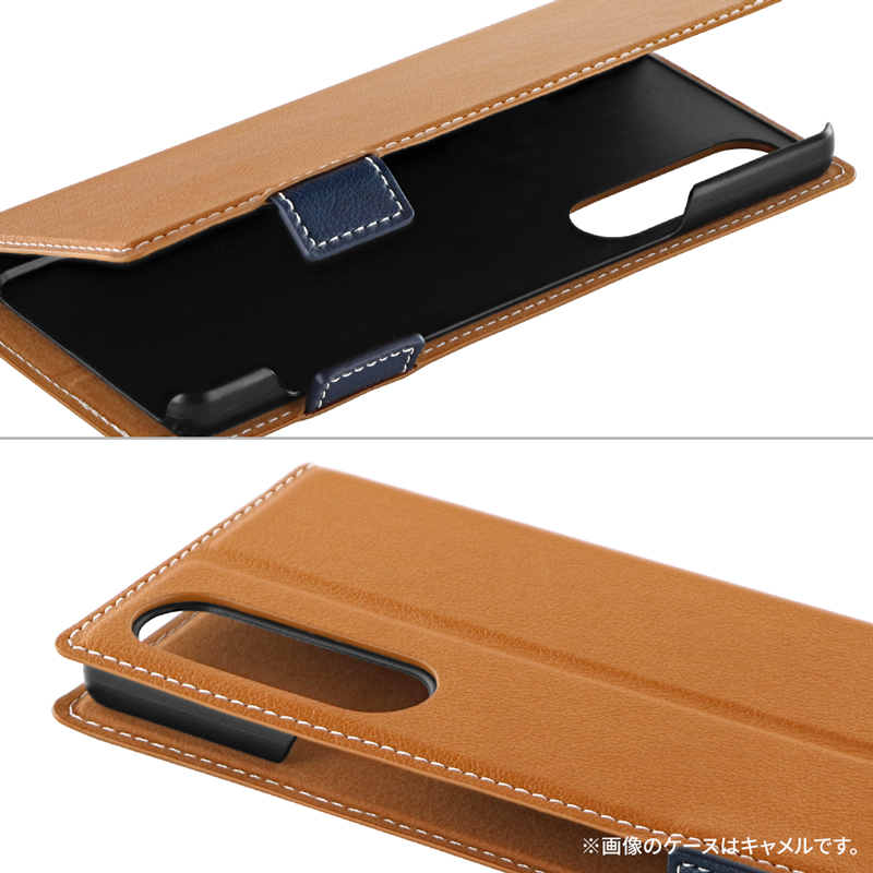 Xperia 1 V 薄型・軽量PUレザー手帳ケース 「Twoal W」 ブラック
