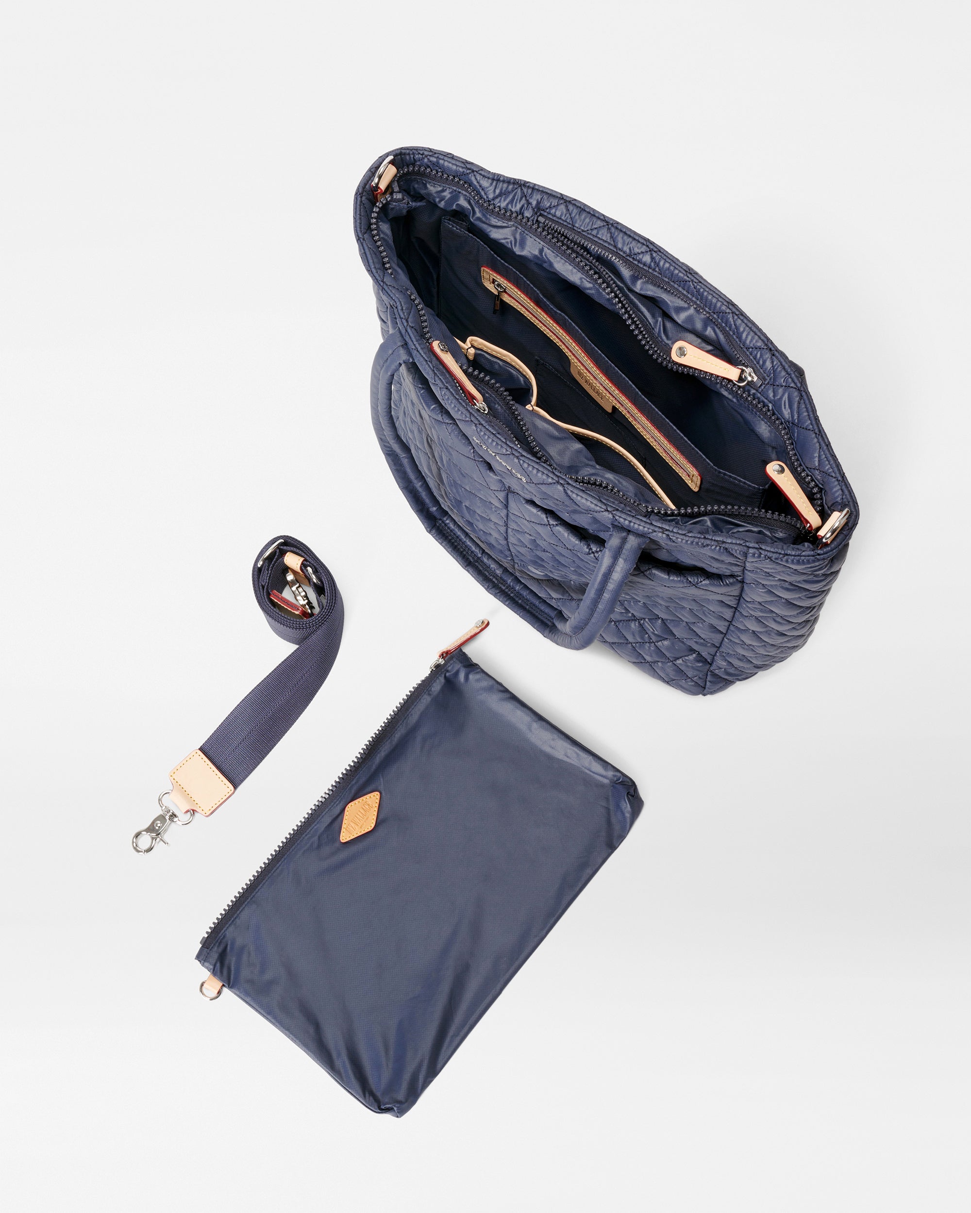 Navy Metro Quatro Tote - Large Quilted Tote Bag | MZ Wallace