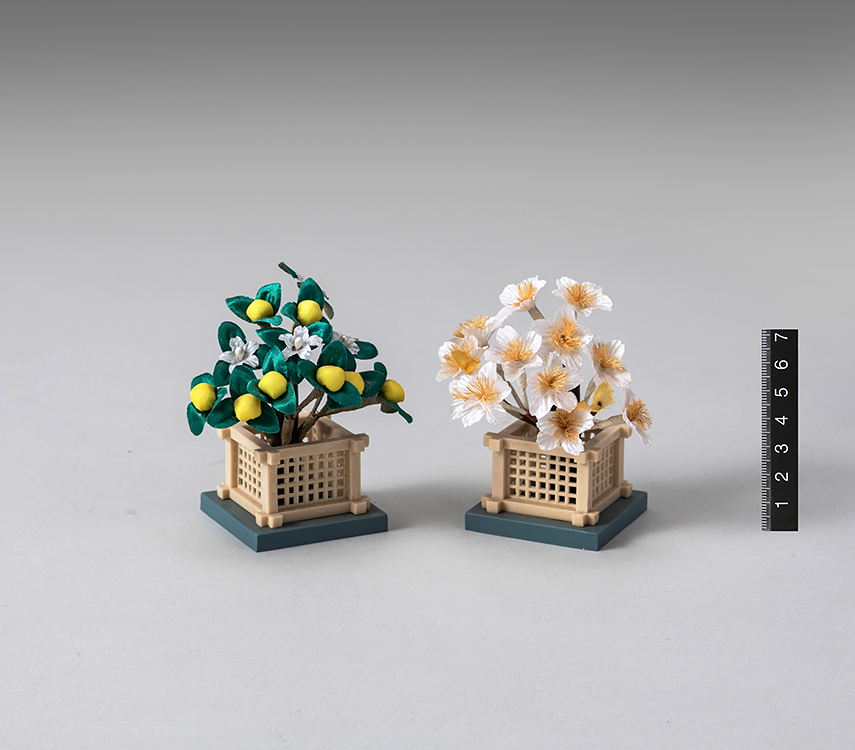 ひな祭り ミニ雛道具 桜橘 (土台鼠色) 2個組 / マイハウスレンタル