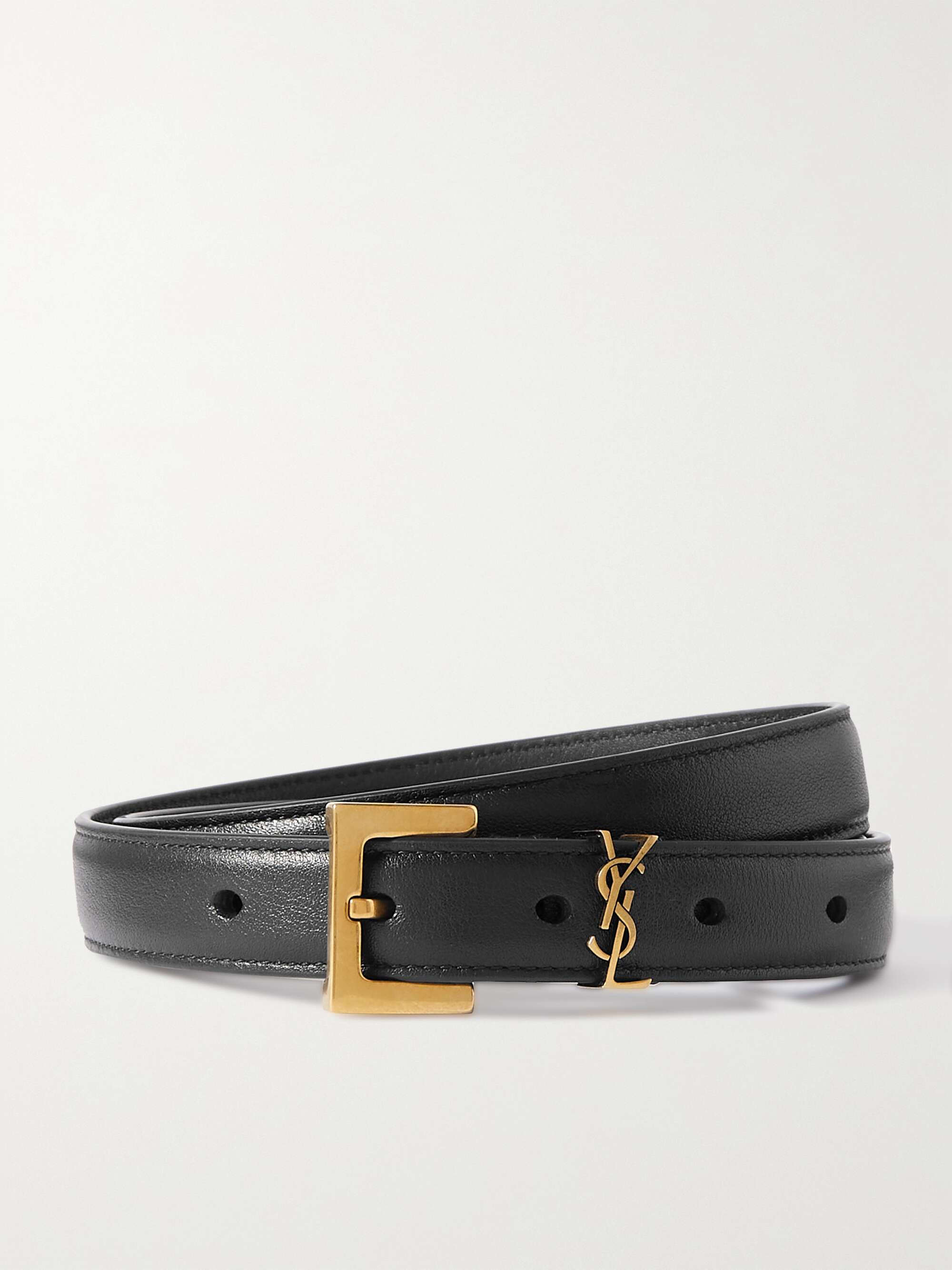 SAINT LAURENT Cassandre leather belt | NET-A-PORTER