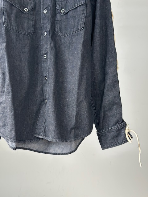 KAPITAL (キャピタル) 8ozブラックデニムレースアップウエスタンシャツ