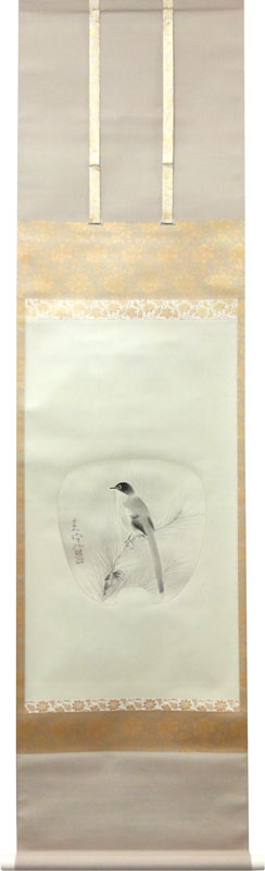 真作/狩野岑信/竹に鶴図/祝掛軸/正月掛軸/掛軸/名家伝来/AK-403 真作