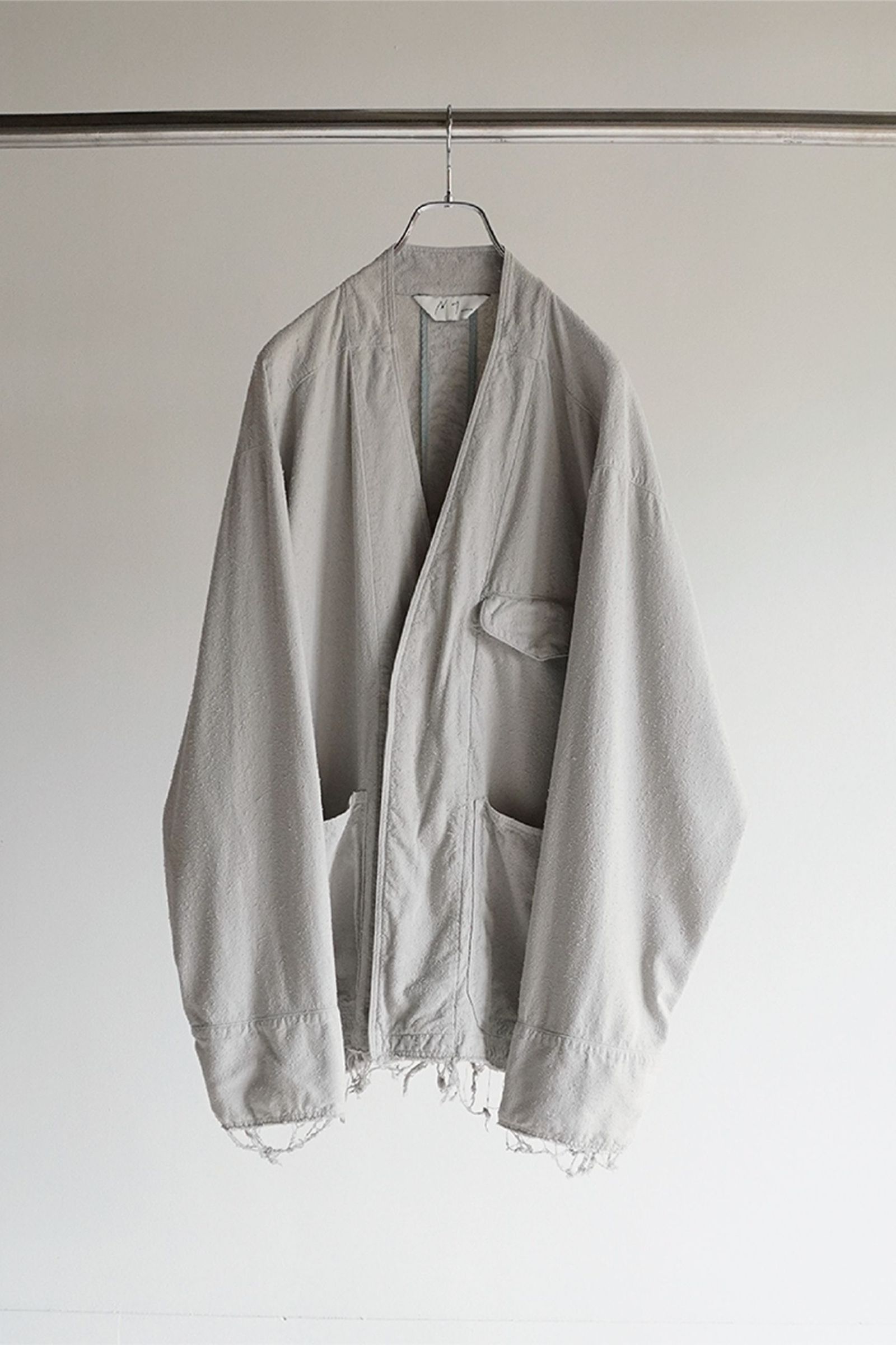 ANCELLM - SILK SUEDE COLLARLESS JACKET/BLUEGRAY | NapsNote