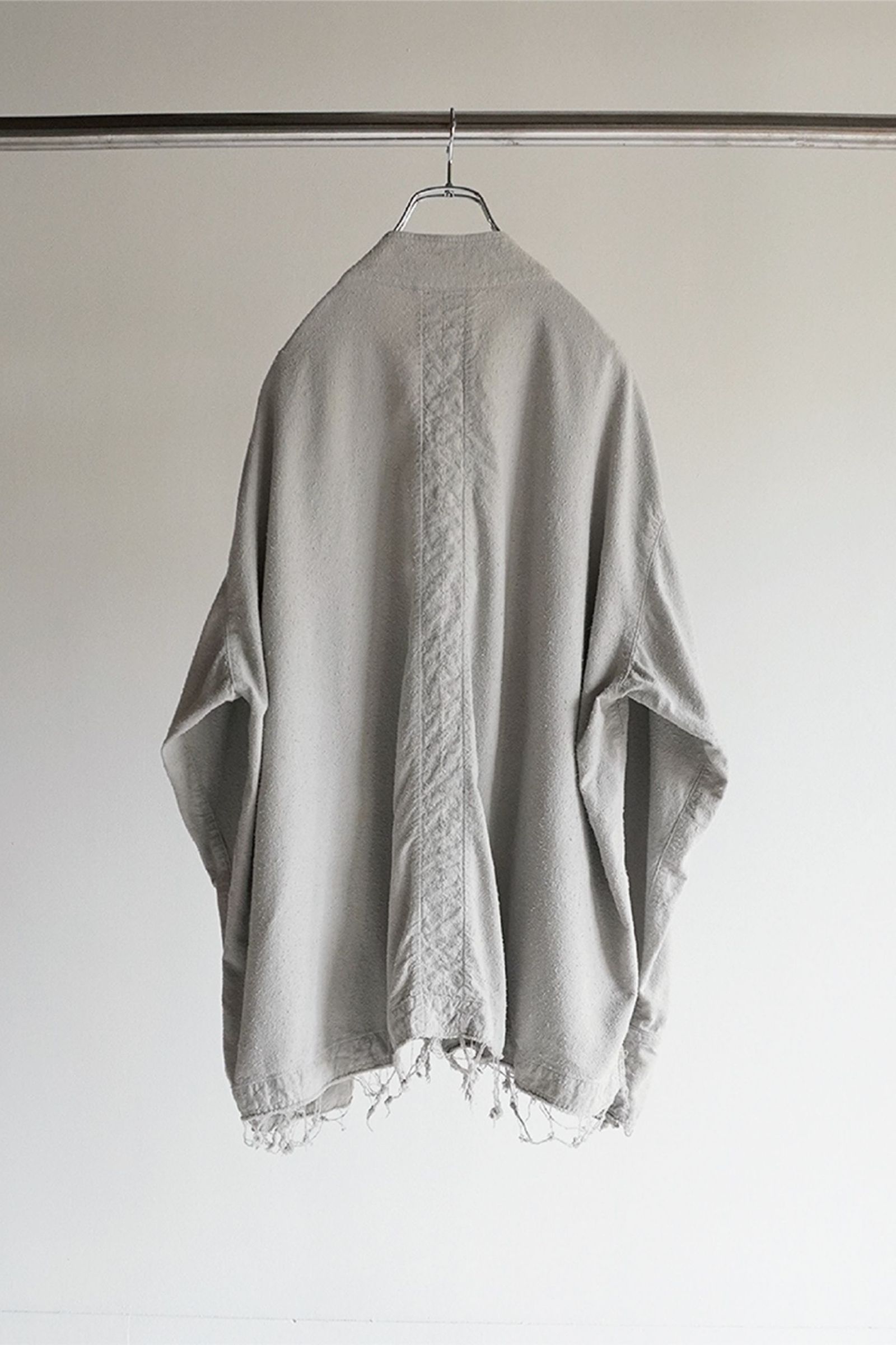 ANCELLM - SILK SUEDE COLLARLESS JACKET/BLUEGRAY | NapsNote