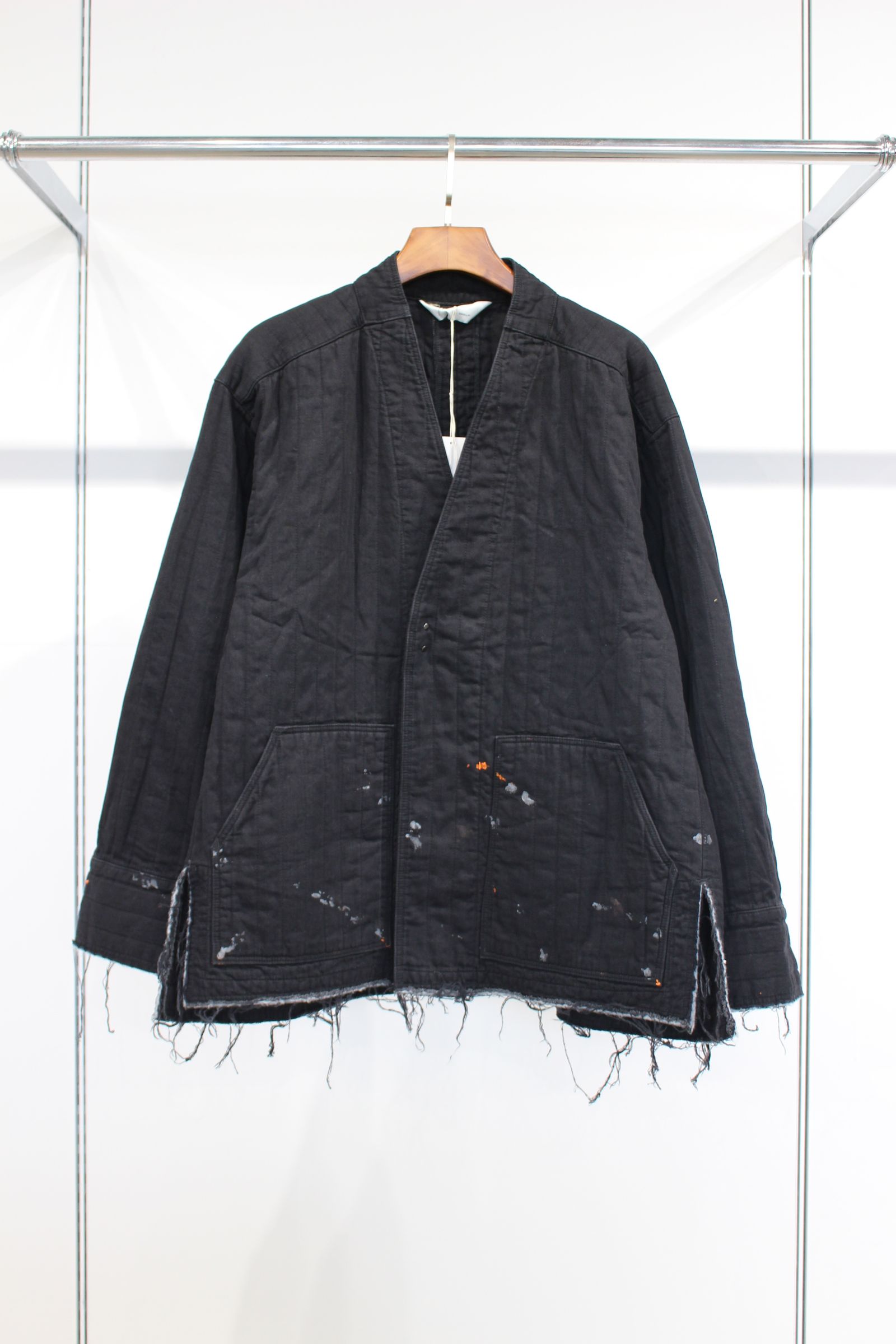 ANCELLM - PADDED QUILTING COLLARLESS JACKET/BLACK | NapsNote