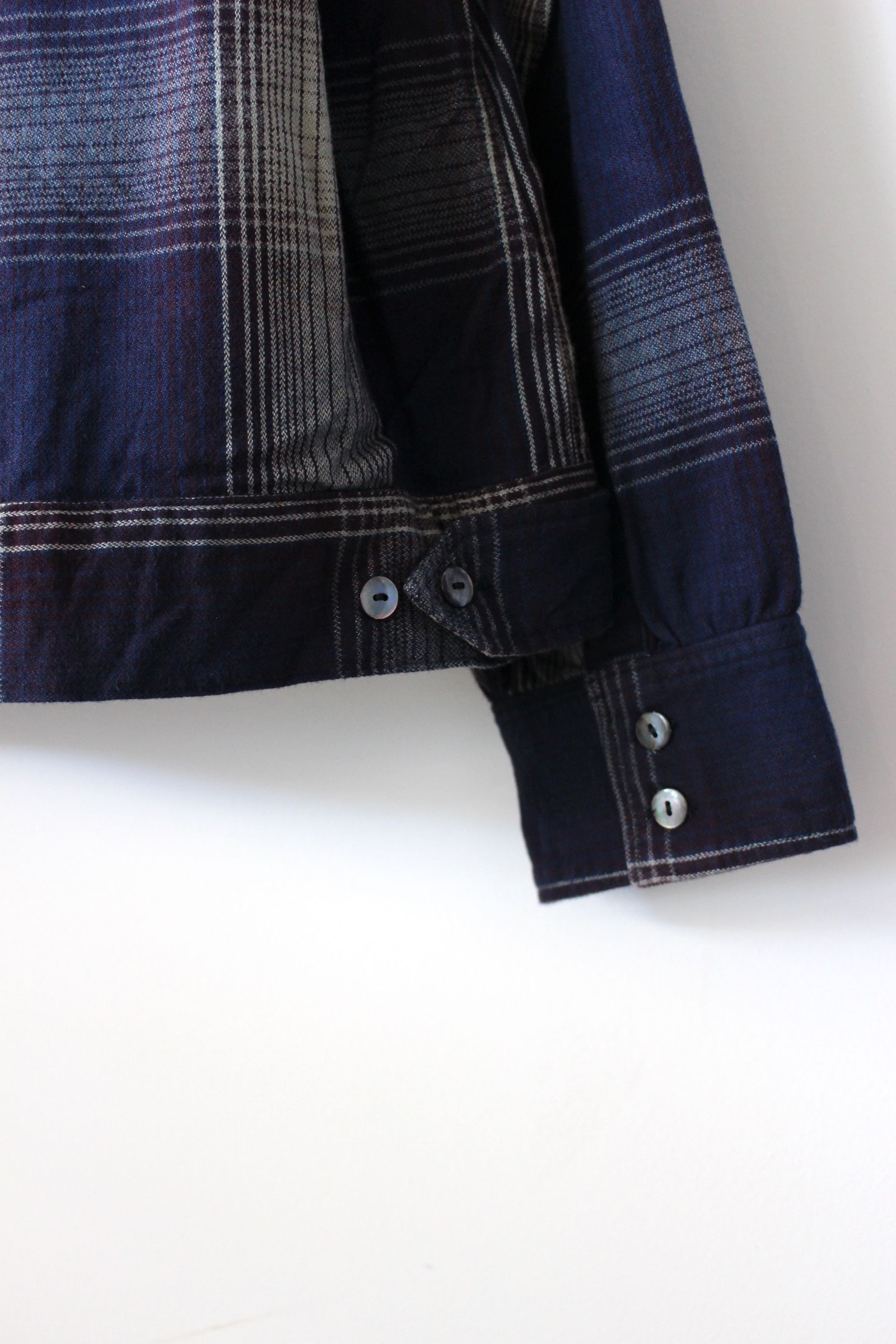 ANCELLM - FLANNEL CHECK SHORT SHIRT JACKET/GRAY-BURGUNDY | NapsNote