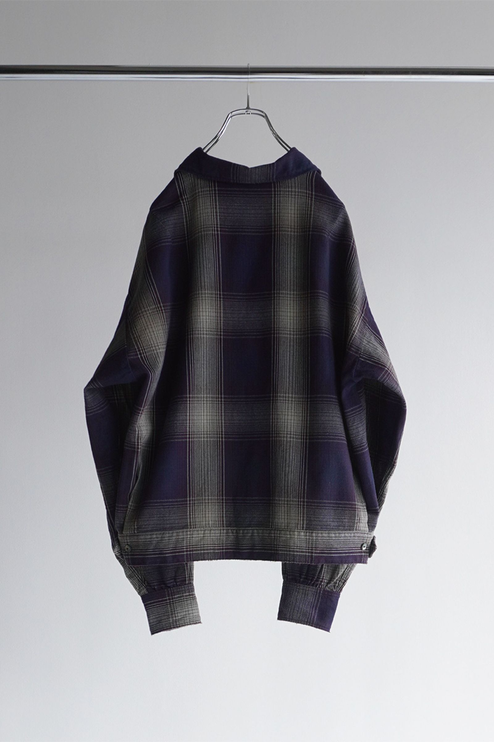 ANCELLM - FLANNEL CHECK SHORT SHIRT JACKET/GRAY-BURGUNDY | NapsNote