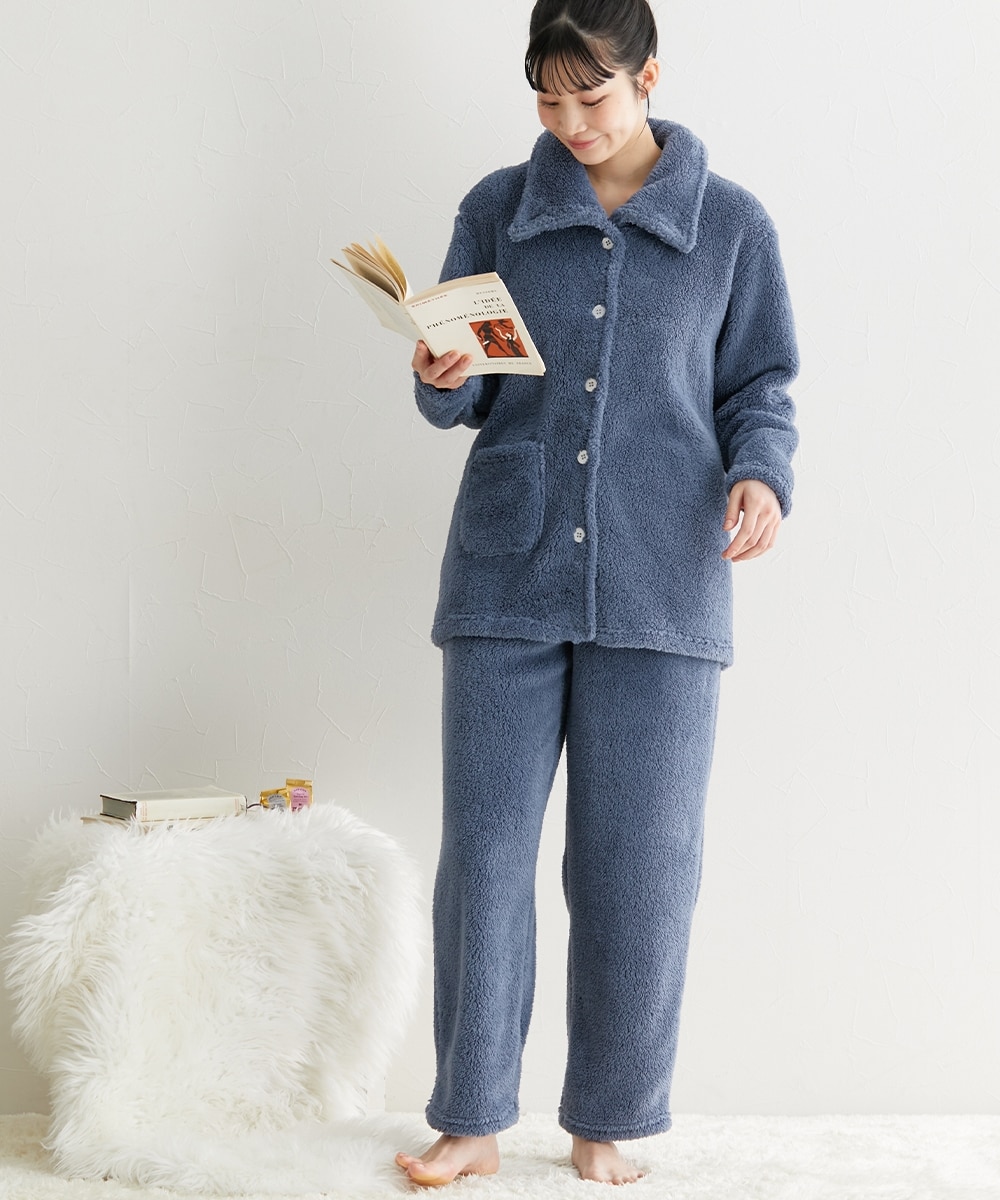 ふわぬくマイクロファー首あったか前開きパジャマ 通販【ニッセン】