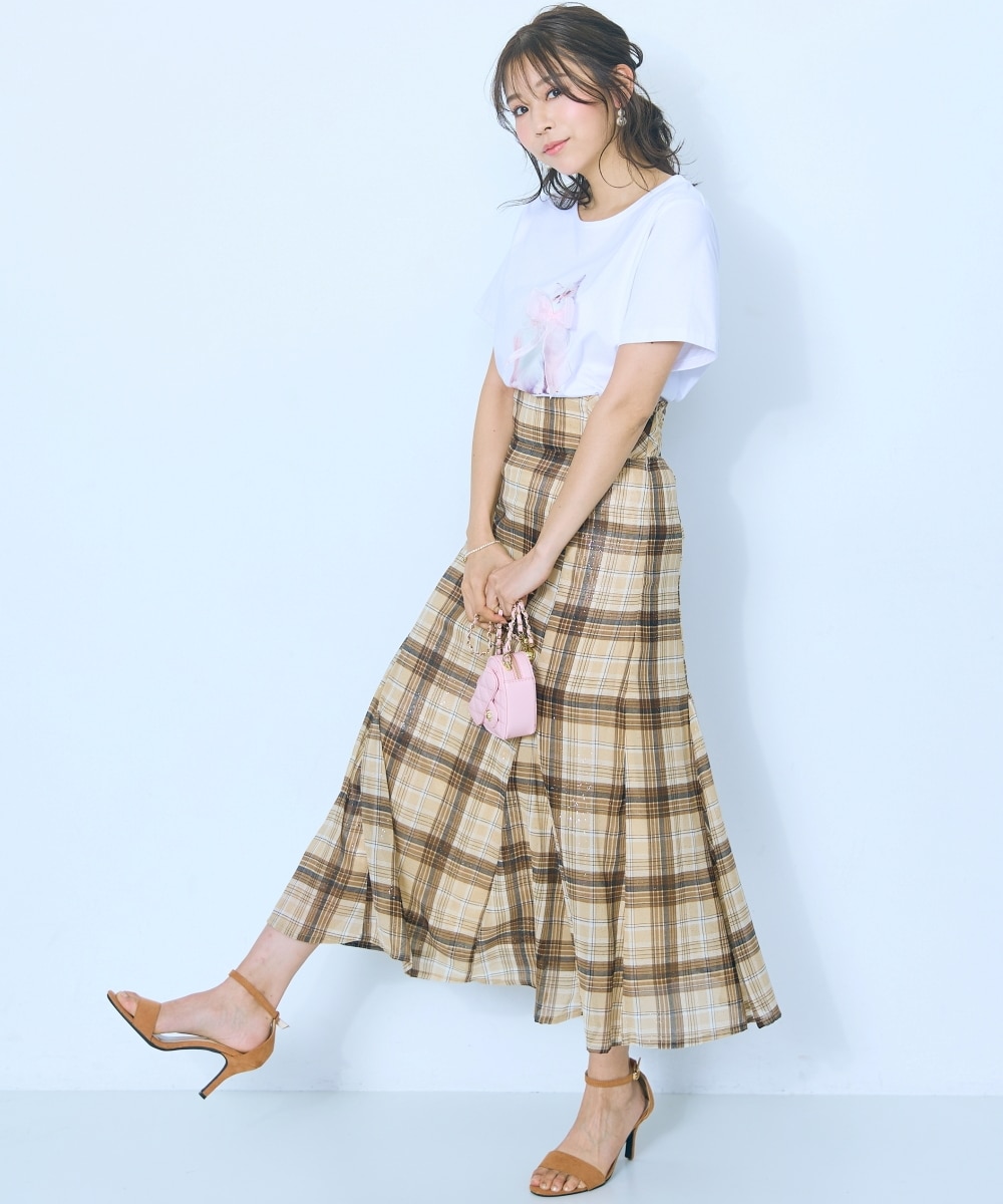 大きいサイズ＞ラメチェックスカート marun 通販【ニッセン】