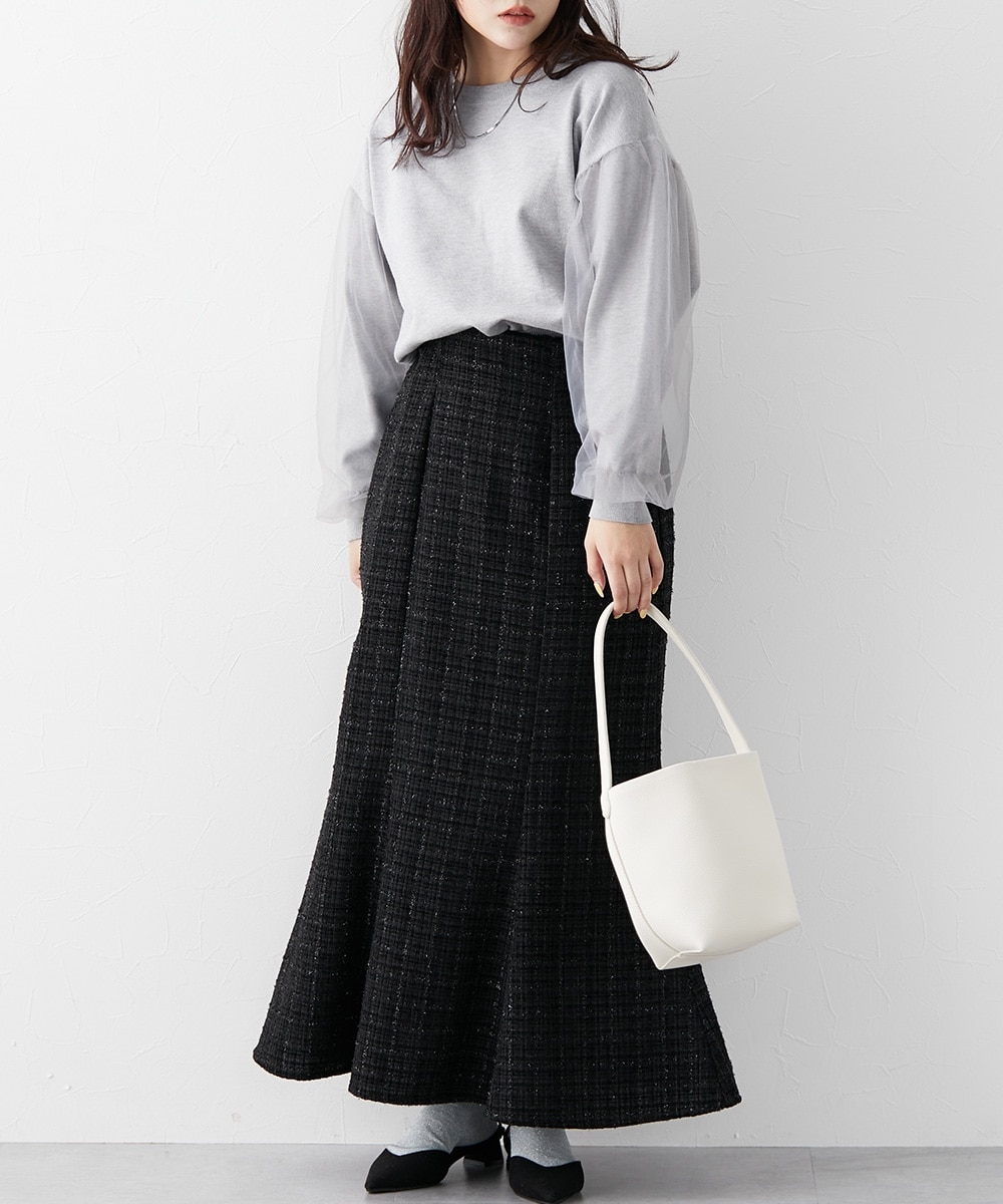 ファンシーラメツイードマーメイドスカート 通販【ニッセン】