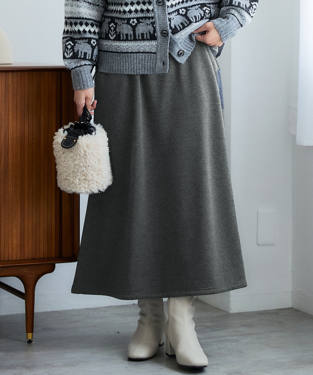 裏シャギーあったかロングスカート（サイドポケット付）＜大きいサイズ