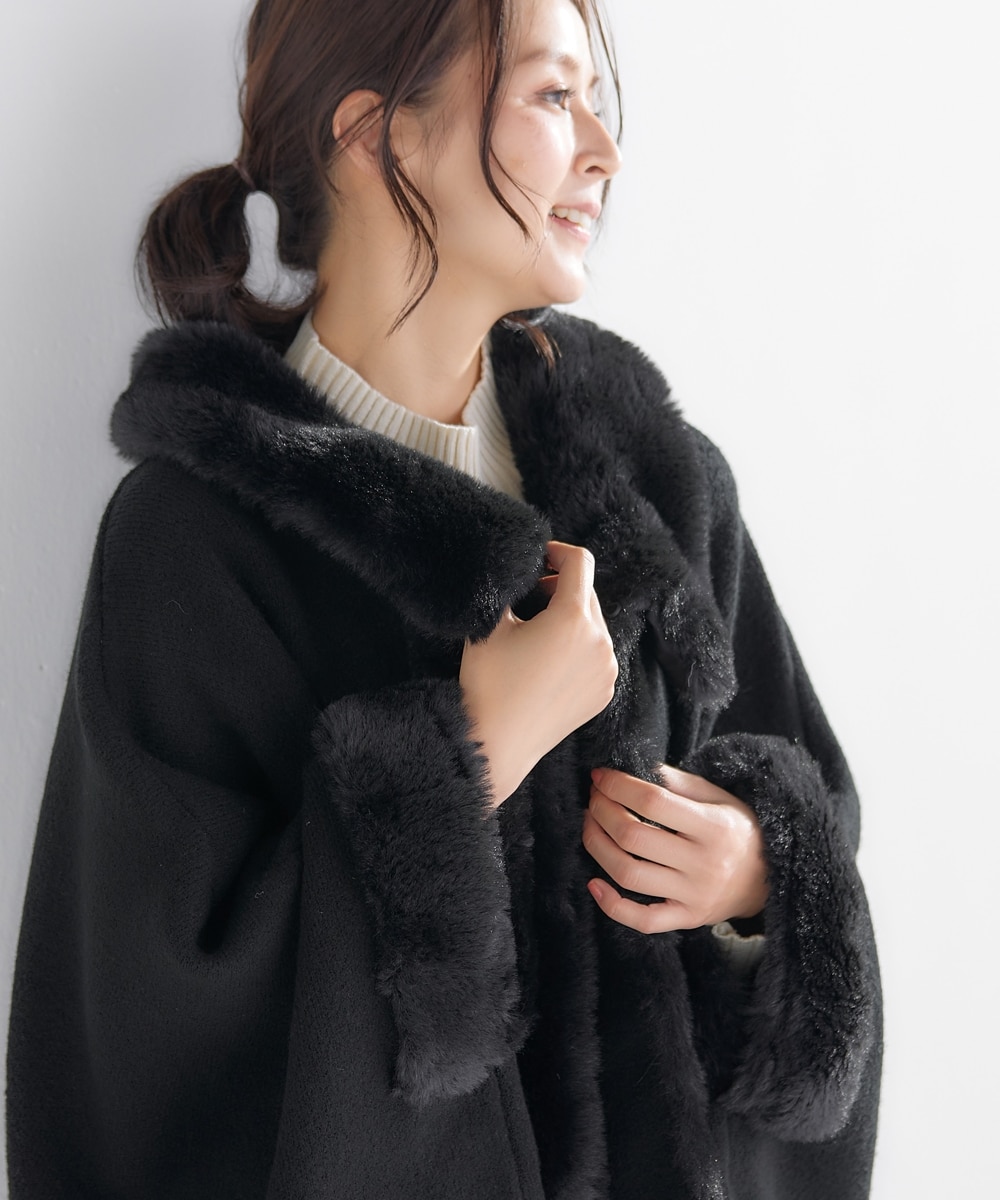 フェイクファー使いポンチョコート【Hana服】 通販【ニッセン】