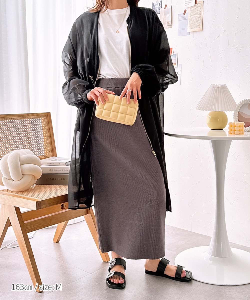 en Routeブラック ノーカラーモッズコート ロング丈 en Routeブラック