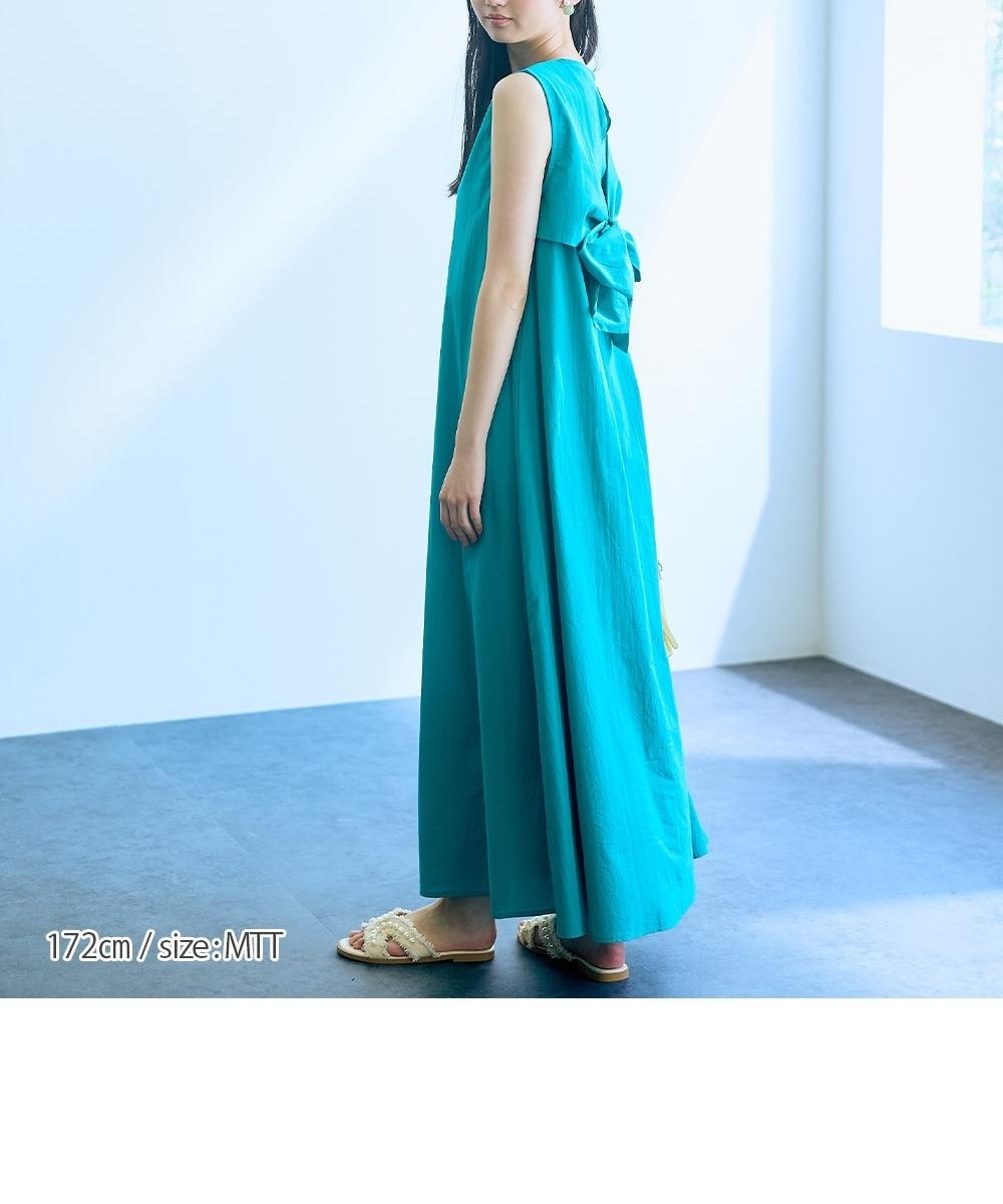 高身長 綿100％バックリボンデザインマキシワンピース（トールサイズ