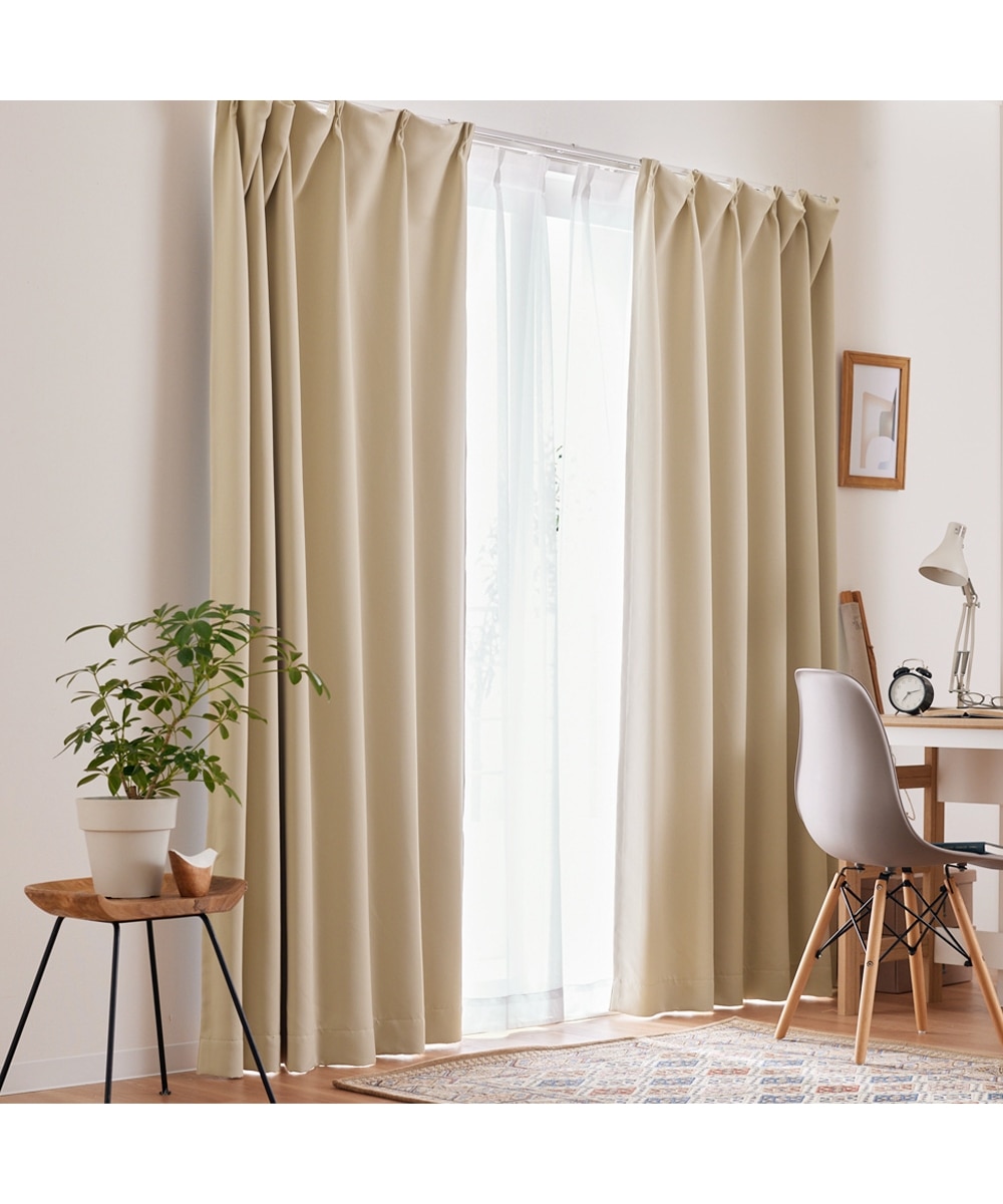 カーテンセット】1級遮光カーテン（形態安定）＆遮像・ミラーレース4