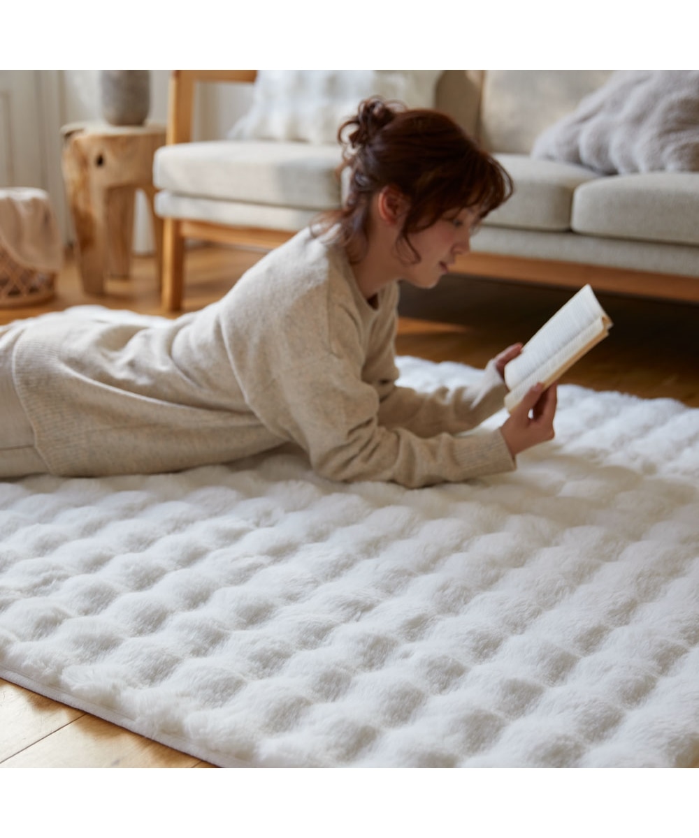 モコモコ デザインラグ ラビットファー調(furry doudou./ファーリー