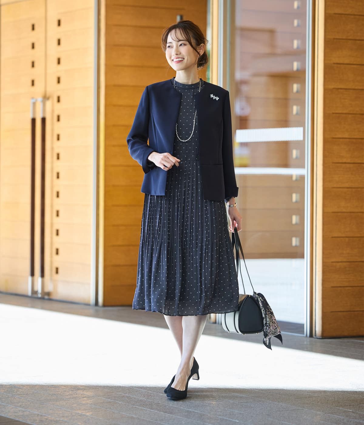 ウォッシャブル】ダブルフェイス ペプラムノーカラージャケット