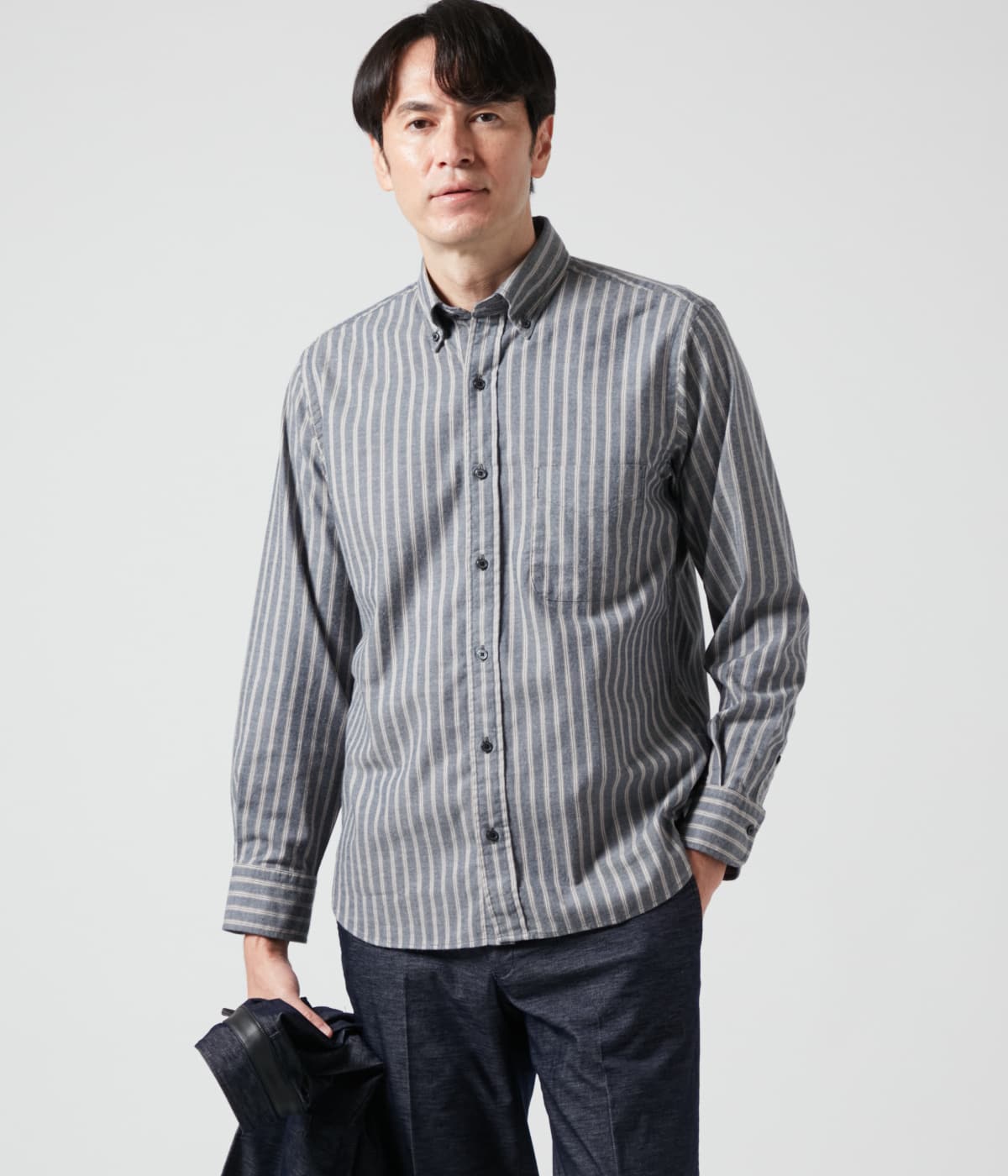 ドビーマルチストライプ 長袖ショートボタンダウンシャツ(16763701