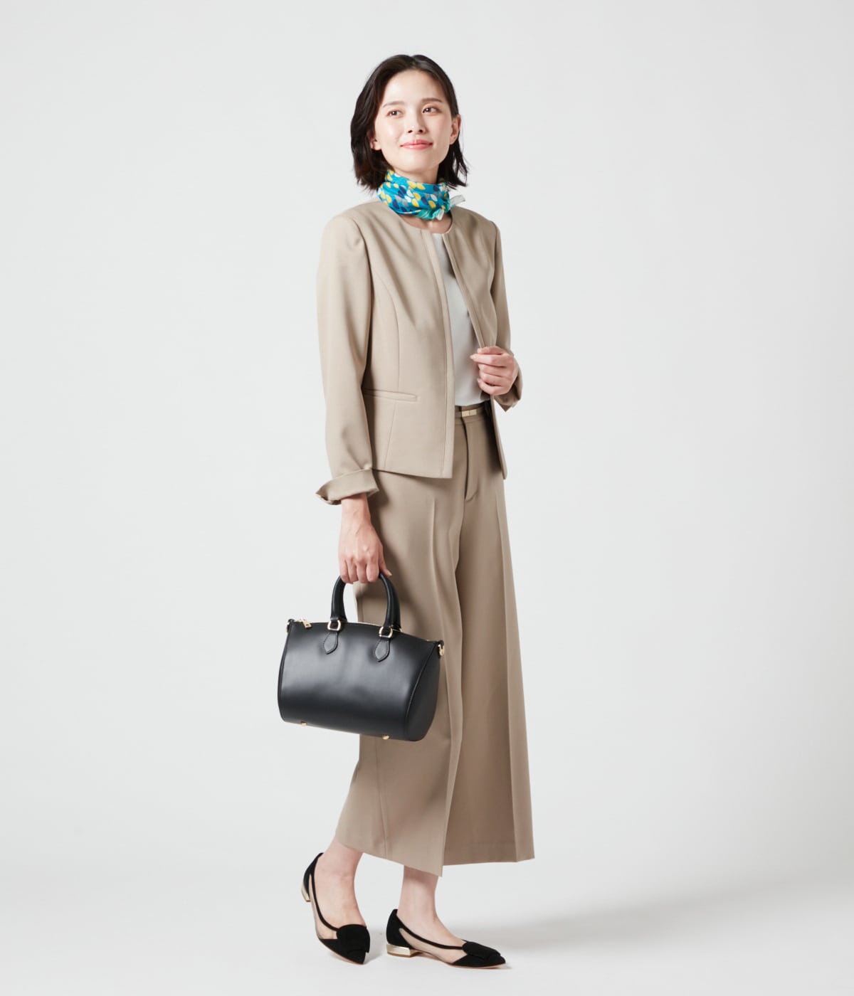 ウォッシャブルストレッチ 1ホックノーカラージャケット(71113401-2024