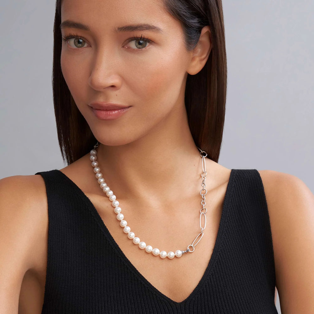 Lagos Sterling Silver Luna Pearl Link Necklace – Smyth Jewelers