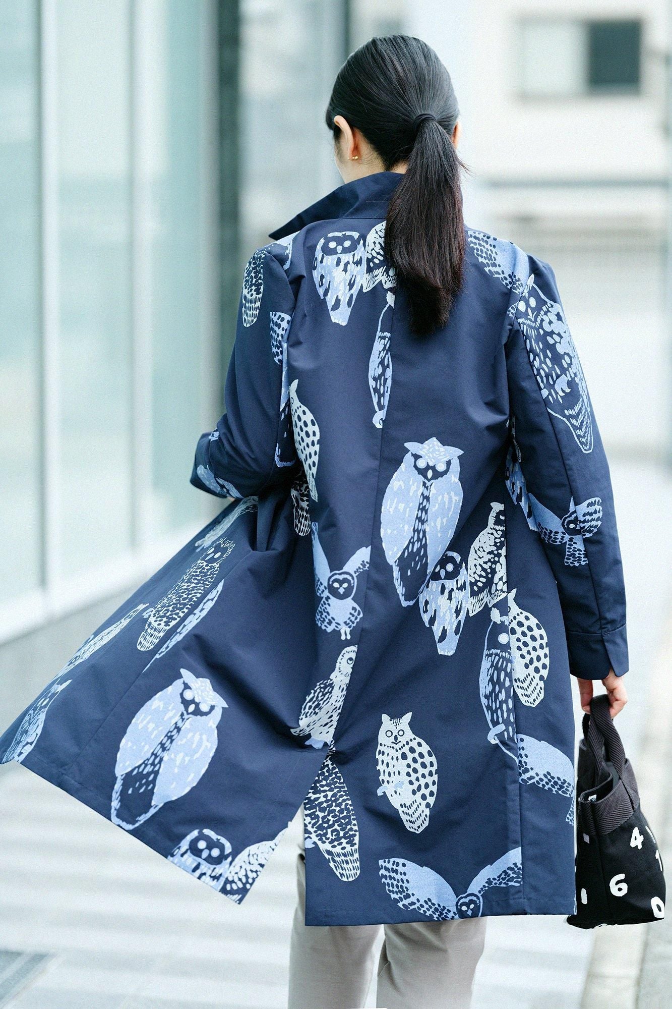 ウェザークロス スタンドカラー ロングコート／ふくろう 深紺（しんこ