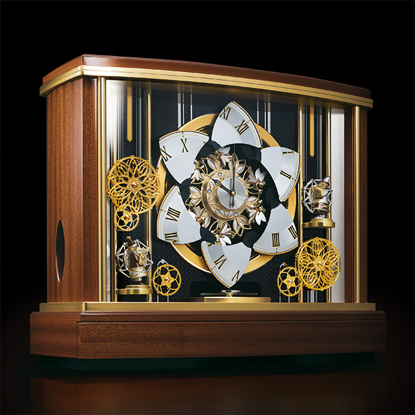 銀座・和光に設置のからくり時計をモチーフにした大型のからくり置時計