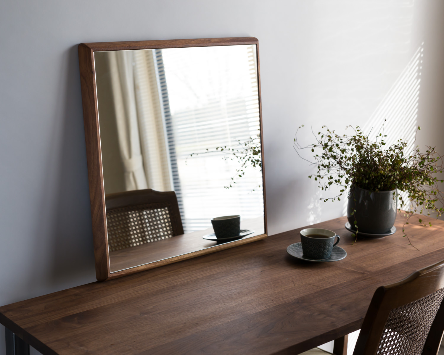 SENNOKI ステラ 全身鏡 姿見 壁掛けミラー 天然木 ウォールナット 48