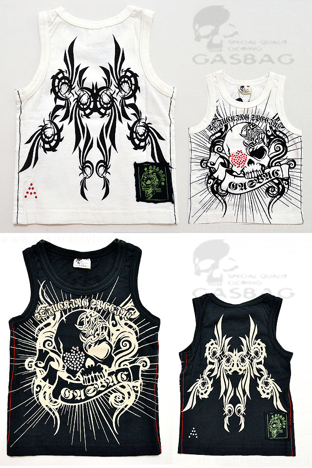 スカルトライバルラインストーンタンクトップ GAS BAG キッズ ガス