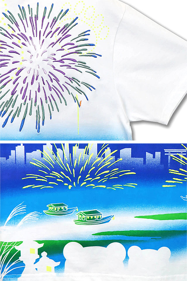 熊猫川花火大会半袖Tシャツ PANDIESTA JAPAN 523212 パンディエスタ